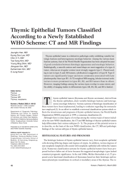 Thymic Epithelial Tumors Classified According to a Newly
