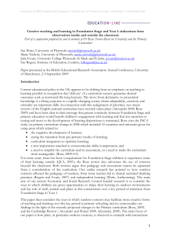 Creative teaching and learning in Foundation