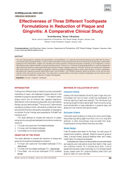 Effectiveness of Three Different Toothpaste Formulations in