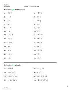 In Exercises 1-26, find the product. 1. 3 6 - - 2. 2 1 - - 3. 4 8 - 4. 9 4