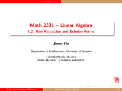 Math 2331 &ndash; Linear Algebra - 1.2 Row Reduction and Echelon Forms