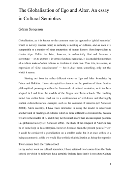 The Globalisation of Ego and Alter. An essay in Cultural Semiotics