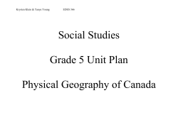 Social Studies Grade 5 Unit Plan Physical Geography of Canada