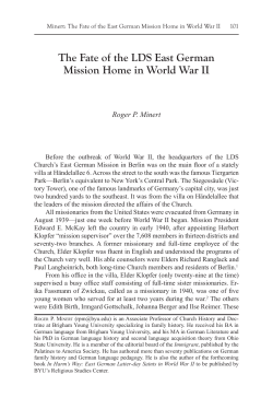 The Fate of the LDS East German Mission Home in World War II