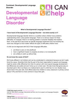 Developmental Language Disorder - Licensing