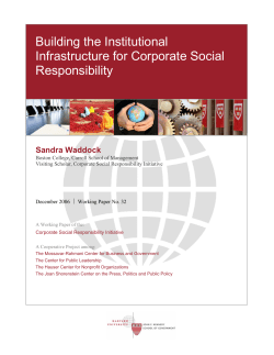 Building the Institutional Infrastructure for Corporate Social
