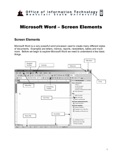Microsoft Word &ndash; Screen Elements