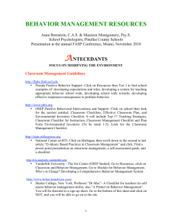 Behavior Management Resources