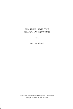 erasmus and the comma johanneum