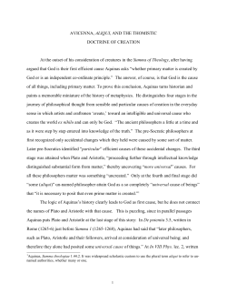 AVICENNA, ALIQUI, AND THE THOMISTIC DOCTRINE OF