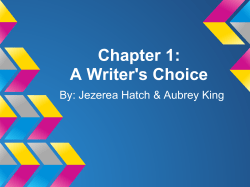 Chapter 1: A Writer`s Choice