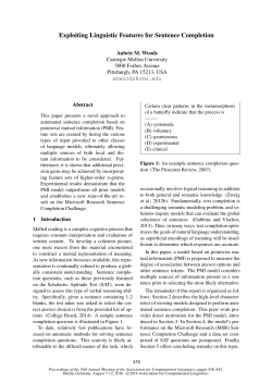 Exploiting Linguistic Features for Sentence Completion