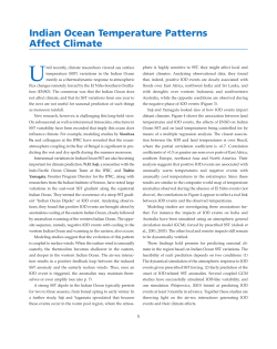 Indian Ocean Temperature Patterns Affect Climate U