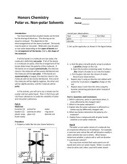 Honors Chemistry Polar vs. Non-polar Solvents