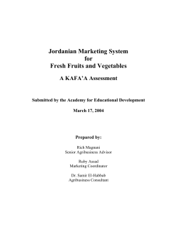 Jordanian Marketing System for Fresh Fruits and Vegetables