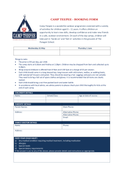 camp teepee - booking form