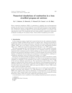 Numerical simulations of combustion in a lean stratified propane