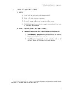 Deductive and Inductive Arguments I. LOGIC AND