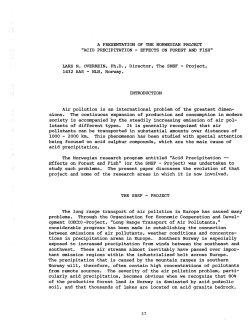 ACID PRECIPITATION - EFFECTS ON FOREST AND FISH