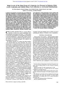 High Levels of the Shed Form of L-Selectin Are