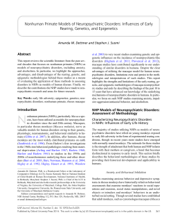 Nonhuman Primate Models of Neuropsychiatric