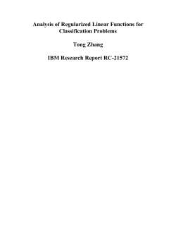 Analysis of Regularized Linear Functions for Classification Problems