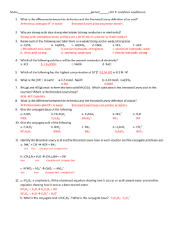 acid/base equilibrium . 1. What
