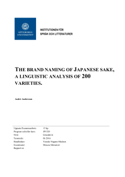the brand naming of japanese sake, a linguistic analysis of