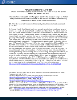 1 POPULATION SPECIFIC FACT SHEET What to Know When