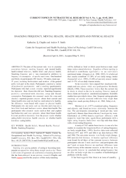 snacking frequency, men tal health, health beliefs and physical health