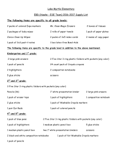 The following items are specific to all grade levels
