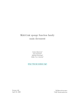 Keccak sponge function family main document