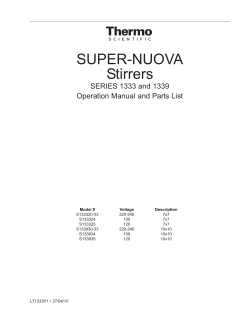 Super-Nuova Stirrers - Operation Manual and Parts List