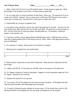 Unit 5 Review Sheet Name__________________Date______Per