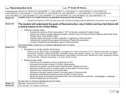 Topic: Reconstruction (4.4) The student will understand the goals of