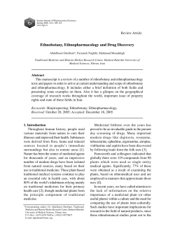 Ethnobotany, Ethnopharmacology and Drug Discovery