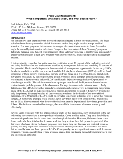 Fresh Cow Management: What is important, what does it cost, and