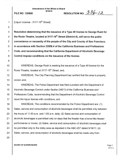 1 [Liquor License - 3117-16th Street] 3 Resolution determining that