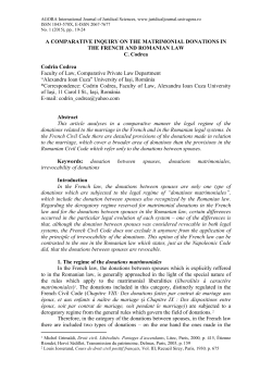 a comparative inquiry on the matrimonial donations in the french