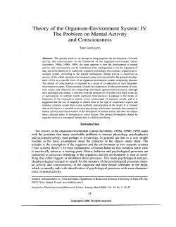 Theory of the Organism-Environment System: IV