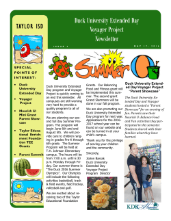 Duck University Extended Day Voyager Project Newsletter