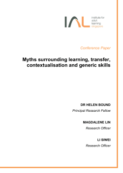 Myths surrounding learning, transfer, contextualisation and