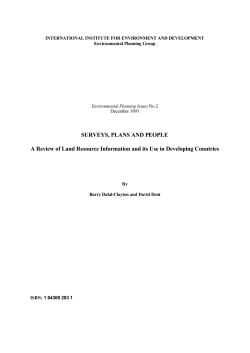 SURVEYS, PLANS AND PEOPLE A Review of Land Resource