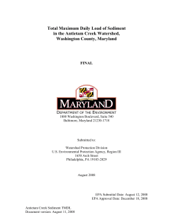 Total Maximum Daily Load of Sediment in the Antietam Creek