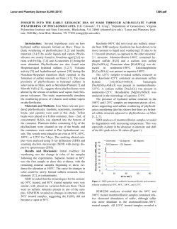Insights into the Early Geologic Era of Mars - USRA