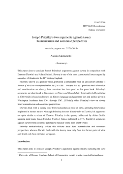 Joseph Priestley`s two arguments against slavery : humanitarian and
