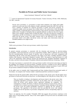 Parallels in Private and Public Sector Governance