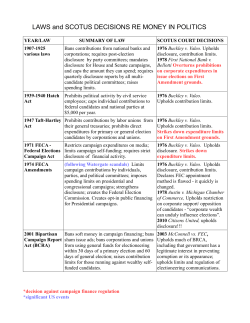 LAWS and SCOTUS DECISIONS RE MONEY IN POLITICS