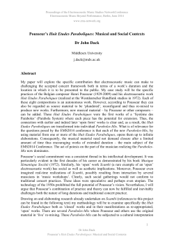Pousseur`s Huit Etudes Paraboliques: Musical and Social Contexts