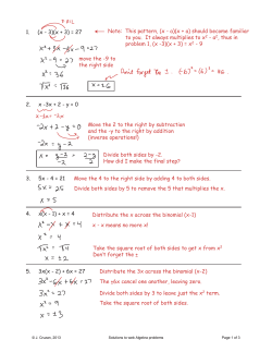 1. (x - 3)(x + 3) = 27 2. x -3x + 2 - y = 0 move the